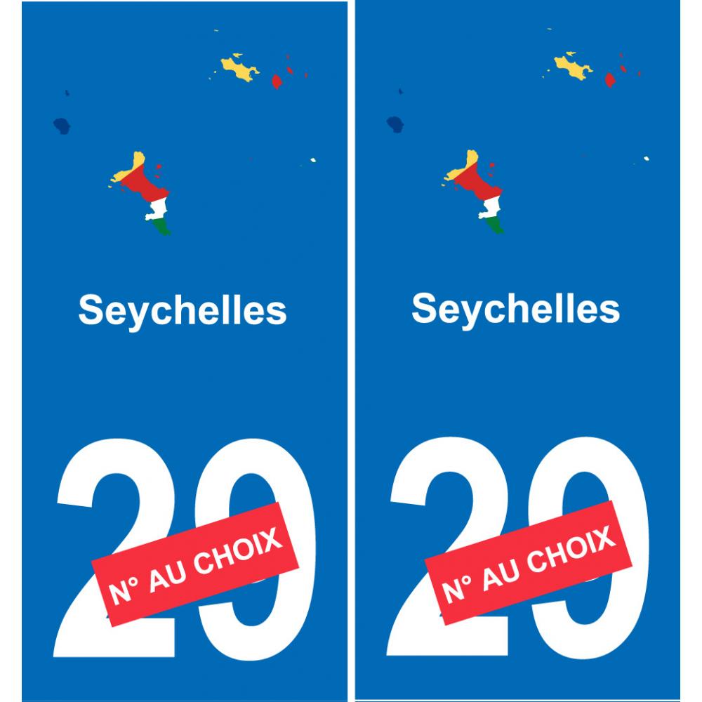 Seychelles carte drapeau autocollant sticker plaque immatriculation auto voiture département