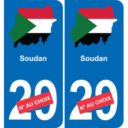 Soudan carte drapeau autocollant sticker plaque immatriculation auto voiture département