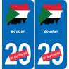 Sudán mapa de la bandera de la etiqueta engomada de la etiqueta engomada de la placa de matriculación