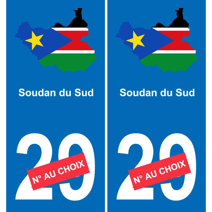 Sudán del Sur mapa de la bandera de la etiqueta engomada de la etiqueta engomada de la placa de matriculación