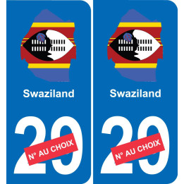 Swaziland carte drapeau autocollant sticker plaque immatriculation auto voiture département