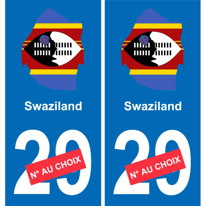 Swaziland carte drapeau autocollant sticker plaque immatriculation auto voiture département