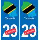 Tanzania mapa de la bandera de la etiqueta engomada de la etiqueta engomada de la placa de matriculación