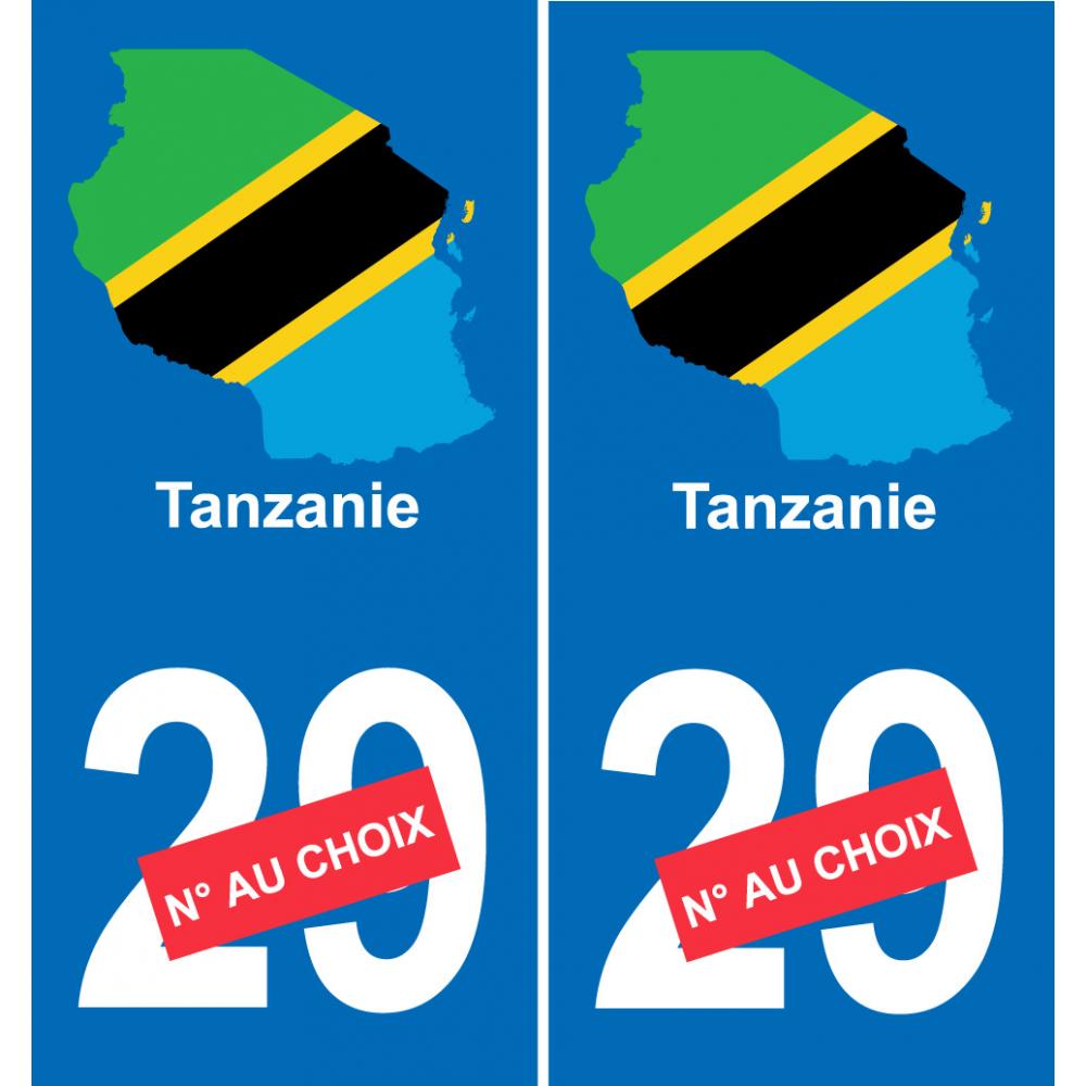Tanzanie carte drapeau autocollant sticker plaque immatriculation auto voiture département