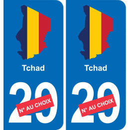 Tchad carte drapeau autocollant sticker plaque immatriculation auto voiture département