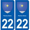 22 Pleumeur-Bodou blason ville autocollant plaque sticker