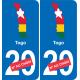 Togo carte drapeau autocollant sticker plaque immatriculation auto voiture département