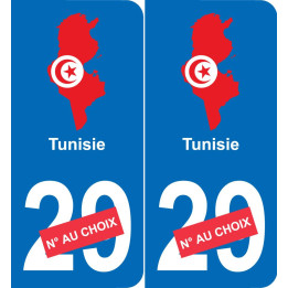 Tunisie carte drapeau autocollant sticker plaque immatriculation auto voiture département