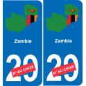 Zambia mappa bandiera adesivo adesivo targa di immatricolazione
