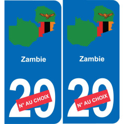 Zambie carte drapeau autocollant sticker plaque immatriculation auto voiture département