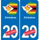 Zimbabue mapa de la bandera de la etiqueta engomada de la etiqueta engomada de la placa de matriculación