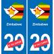 Zimbabue mapa de la bandera de la etiqueta engomada de la etiqueta engomada de la placa de matriculación