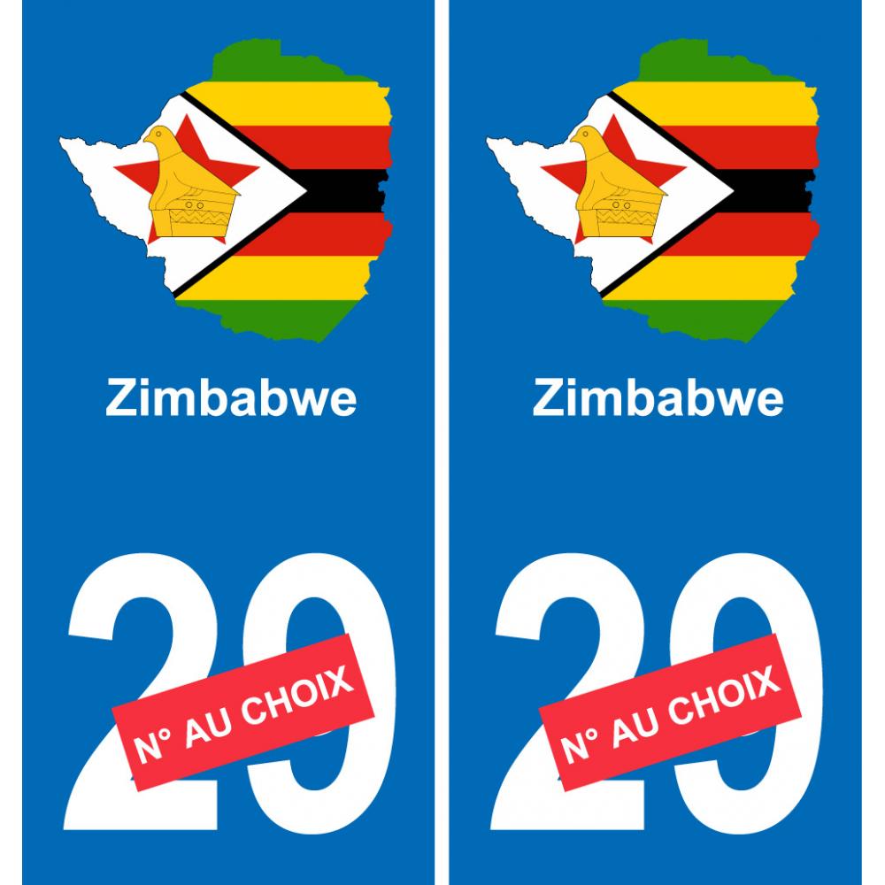 Zimbabue mapa de la bandera de la etiqueta engomada de la etiqueta engomada de la placa de matriculación