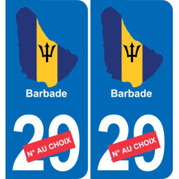 Barbade carte drapeau autocollant sticker plaque immatriculation auto voiture département