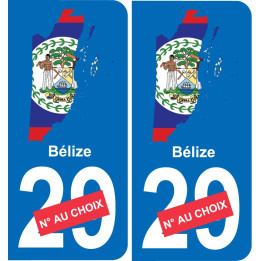 bélize carte drapeau autocollant sticker plaque immatriculation auto voiture département