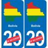 bolivia mapa de la bandera de la etiqueta engomada de la etiqueta engomada de la placa de matriculación