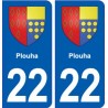 22 Plouha blason ville autocollant plaque sticker