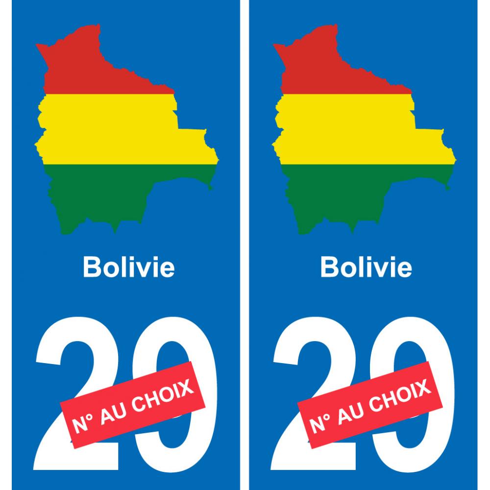 bolivie carte drapeau autocollant sticker plaque immatriculation auto voiture département