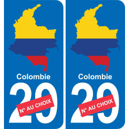 colombia mapa de la bandera de la etiqueta engomada de la etiqueta engomada de la placa de matriculación