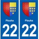 22 Plouha blason ville autocollant plaque sticker