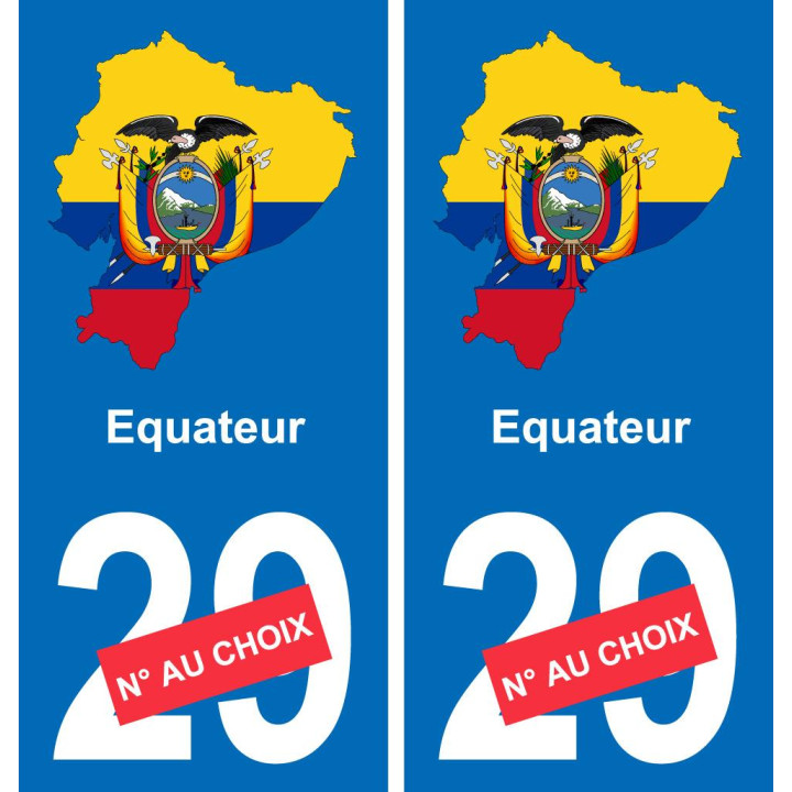 equateur carte drapeau autocollant sticker plaque immatriculation auto voiture département