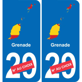 grenade mapa de la bandera de la etiqueta engomada de la etiqueta engomada de la placa de matriculación