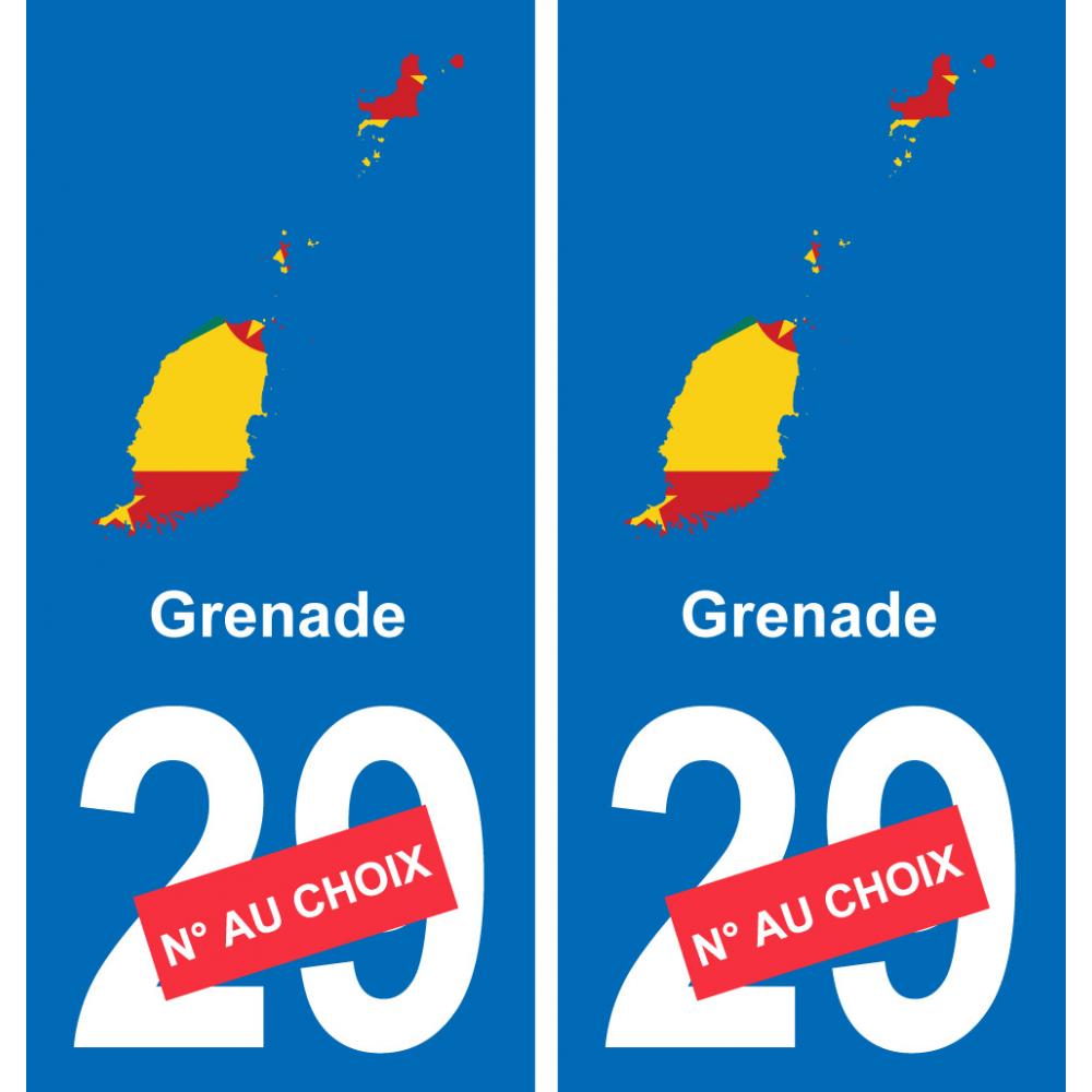 grenade mapa de la bandera de la etiqueta engomada de la etiqueta engomada de la placa de matriculación