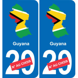guyana carte drapeau autocollant sticker plaque immatriculation auto voiture département