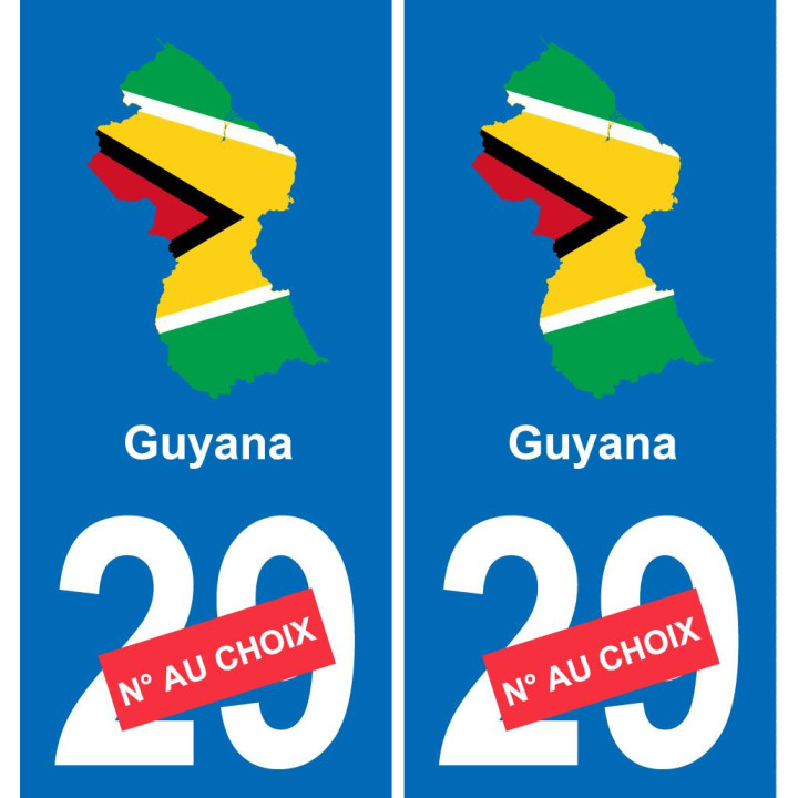 guayana mapa de la bandera de la etiqueta engomada de la etiqueta engomada de la placa de matriculación