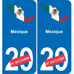 Mexique carte drapeau autocollant sticker plaque immatriculation auto voiture département