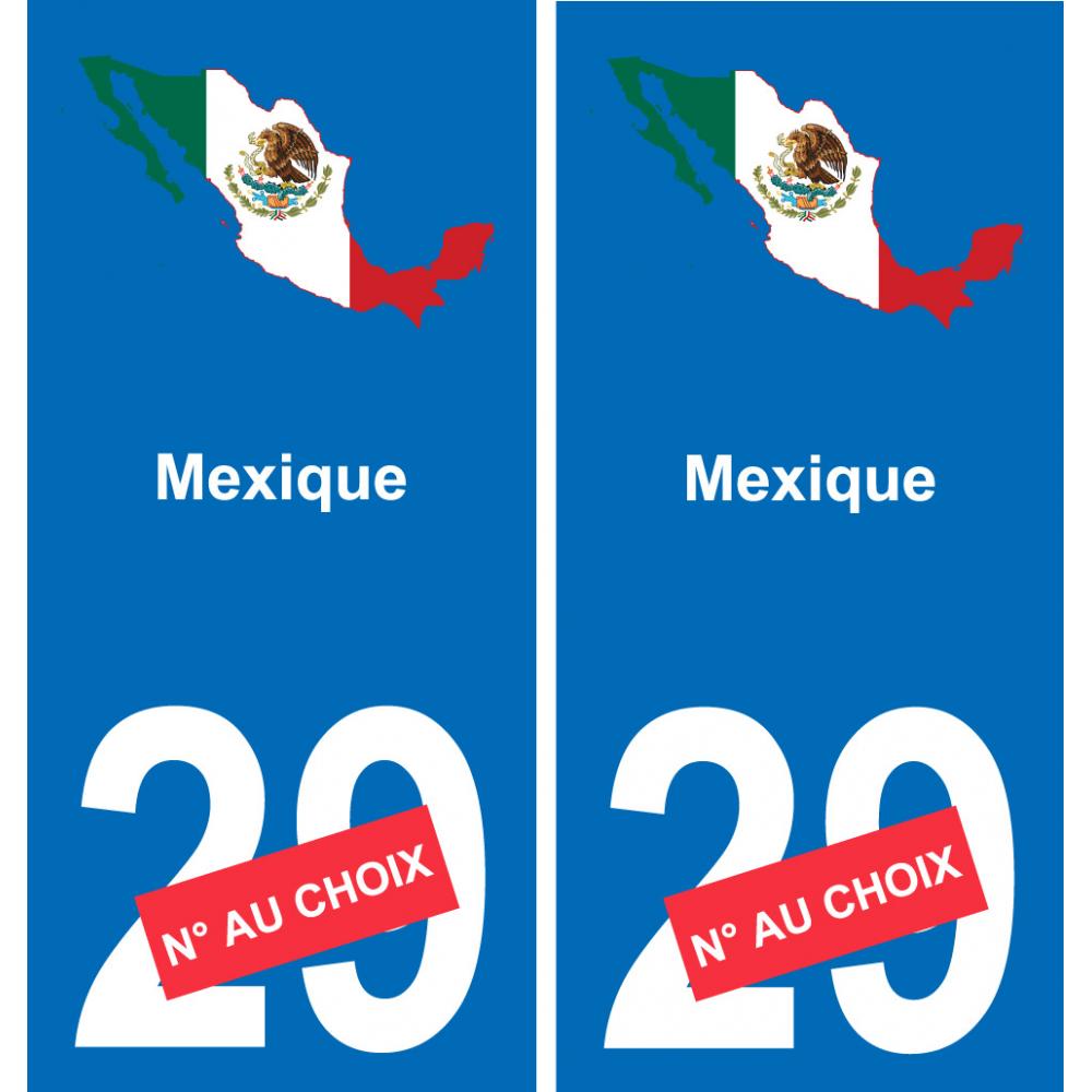 Mexique carte drapeau autocollant sticker plaque immatriculation auto voiture département