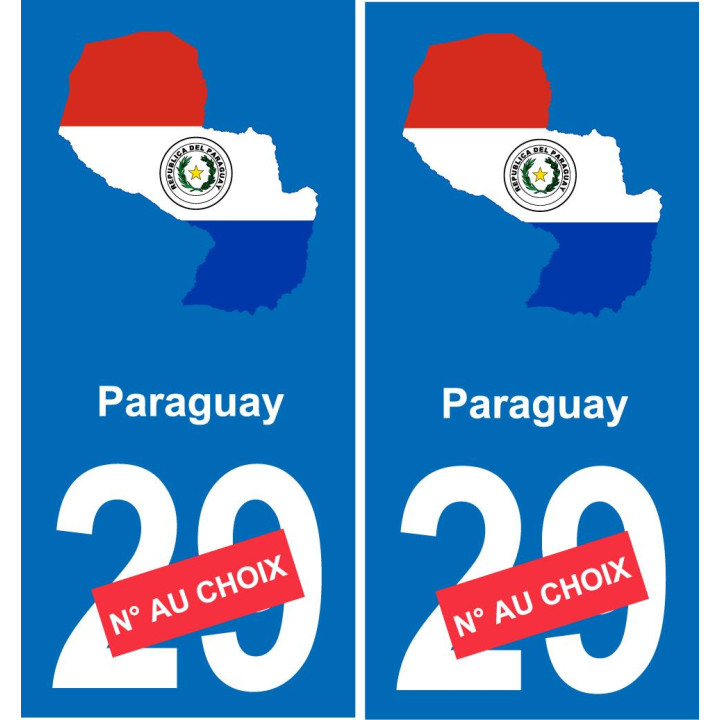 paraguay carte drapeau autocollant sticker plaque immatriculation auto voiture département
