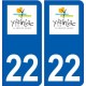 22 Yffiniac logo ville autocollant plaque sticker