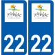 22 Yffiniac logo ville autocollant plaque sticker