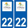 22 Yffiniac logo ville autocollant plaque sticker