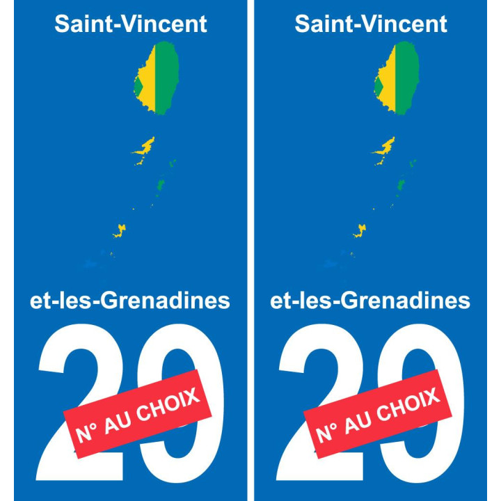 San Vicente y las Granadinas mapa de la bandera de la etiqueta engomada de la etiqueta engomada de la placa de matriculación