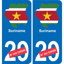 surinam mapa de la bandera de la etiqueta engomada de la etiqueta engomada de la placa de matriculación