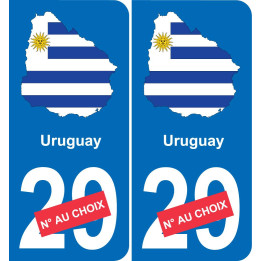 uruguay mapa de la bandera de la etiqueta engomada de la etiqueta engomada de la placa de matriculación