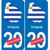 uruguay mapa de la bandera de la etiqueta engomada de la etiqueta engomada de la placa de matriculación