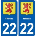 22 Yffiniac blason ville autocollant plaque sticker