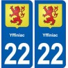 22 Yffiniac blason ville autocollant plaque sticker