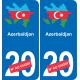 Azerbaigian mappa bandiera adesivo adesivo targa di immatricolazione