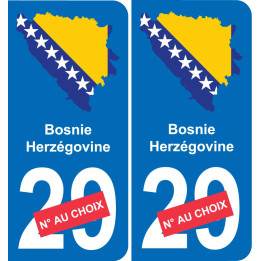 Bosnia y Herzegovina mapa de la bandera de la etiqueta engomada de la etiqueta engomada de la placa de matriculación
