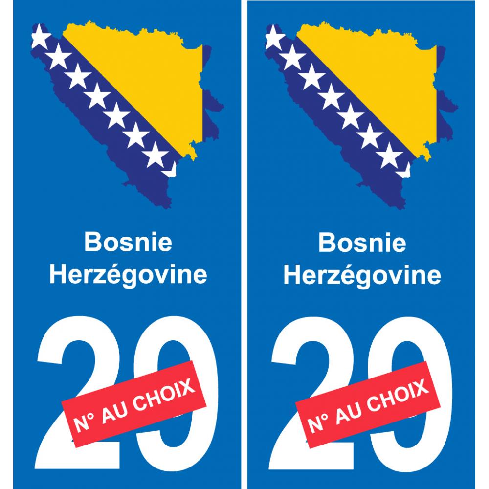 Bosnie Herzégovine carte drapeau autocollant sticker plaque immatriculation auto voiture département