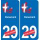 danemark carte drapeau autocollant sticker plaque immatriculation auto voiture département
