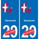 danemark carte drapeau autocollant sticker plaque immatriculation auto voiture département