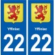 22 Yffiniac blason ville autocollant plaque sticker