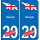 Georgia mapa de la bandera de la etiqueta engomada de la etiqueta engomada de la placa de matriculación