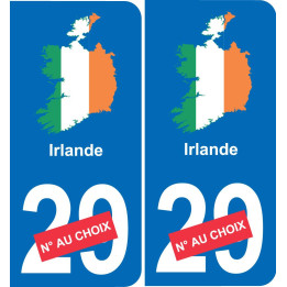 Irlande carte drapeau autocollant sticker plaque immatriculation auto voiture département