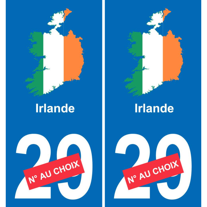 Irlande carte drapeau autocollant sticker plaque immatriculation auto voiture département